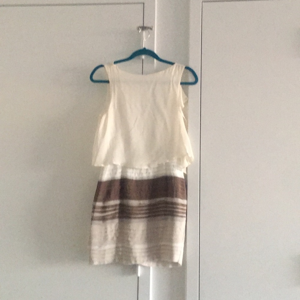 White and beige cocktail dress